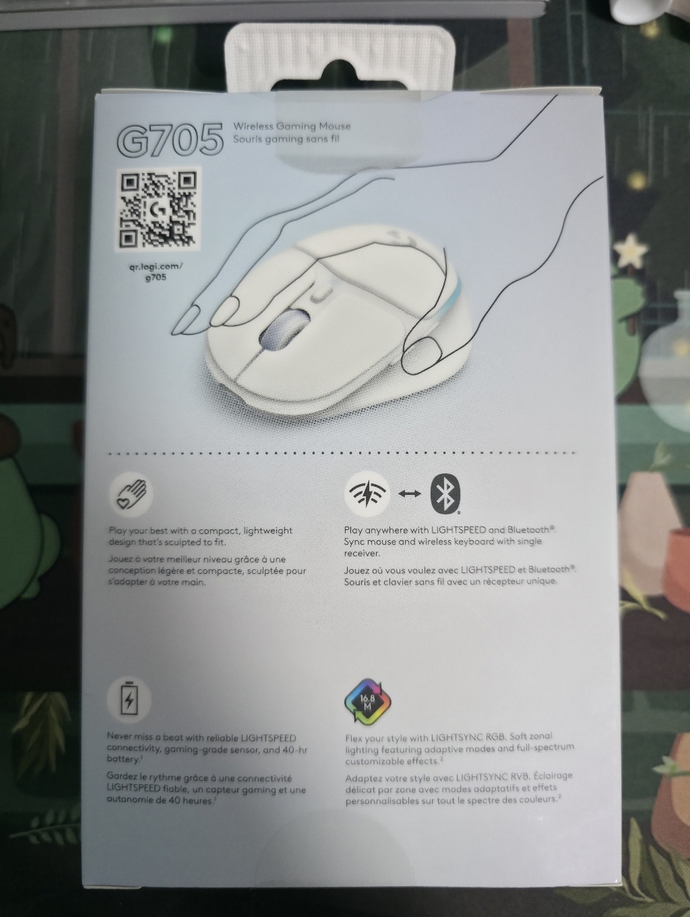 Logitech G705 Wireless Gaming Mouse — White with RGB Accent - Picture 3 of 3